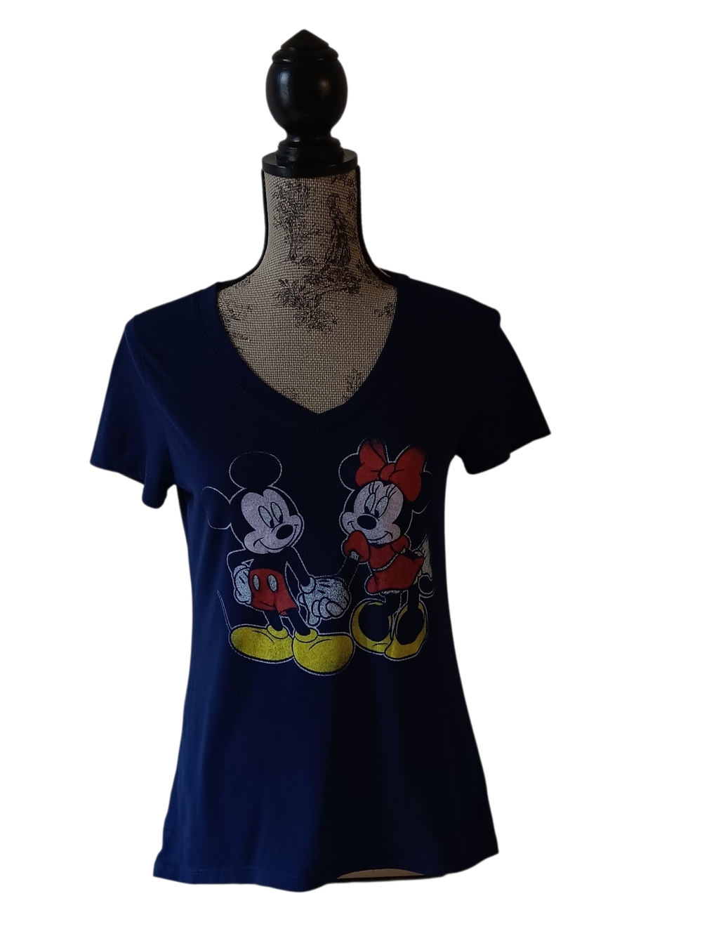 Disney Navy Short Sleeve Tee with Mickey & Minnie Graphic